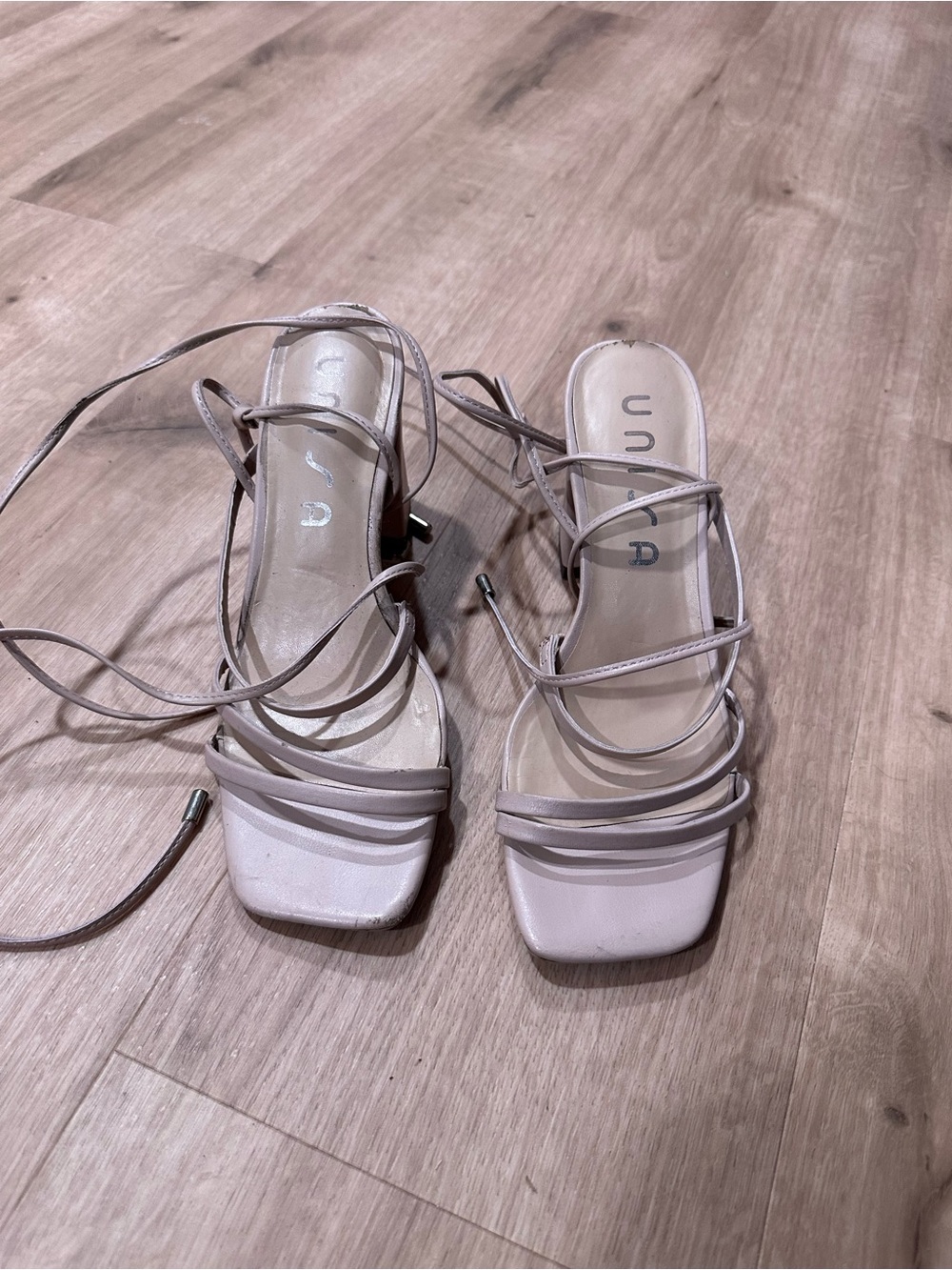 Unisa Blush Lace-Up Strappy Heels